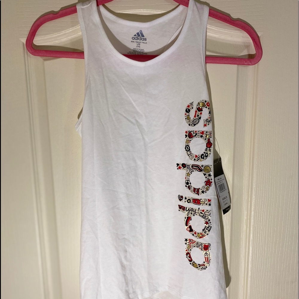 ADIDAS WHITE DETAILED TANK TOP